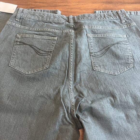 NWOT QVC Denim & Co Green Wash Denim Pants Size 20W Fallcore Campus Cabin Casual - Picture 5 of 9